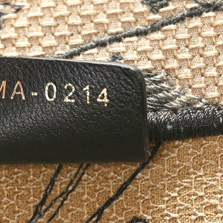 Canvas Embroidered Medium Fleurs Mystiques Book Tote Black Beige