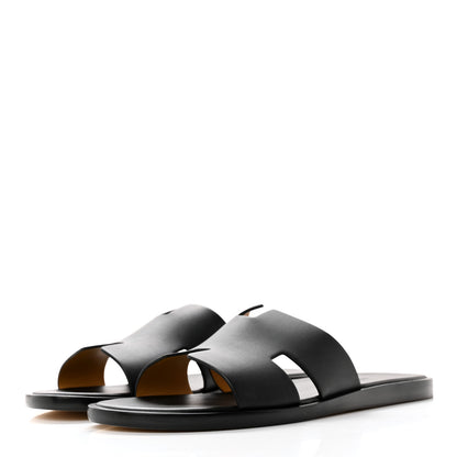 Hermes Calfskin Mens Izmir Sandals 42.5 Black 3 of 10