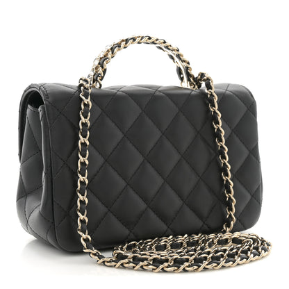 Chanel Lambskin Quilted Mini Crystal Top Handle Rectangular Flap Black 3 of 12