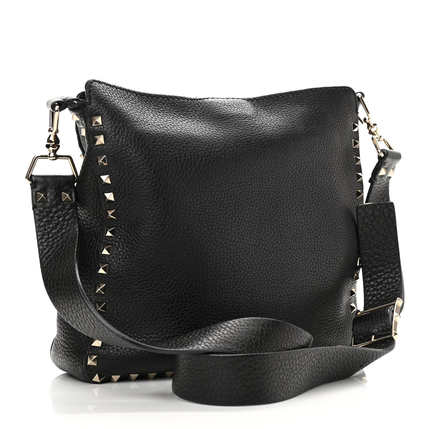 Valentino Garavani Pebbled Calfskin Small Rockstud Flip-Lock Messenger Bag Black 3 of 12