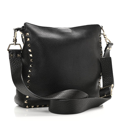Valentino Garavani Pebbled Calfskin Small Rockstud Flip-Lock Messenger Bag Black 3 of 12
