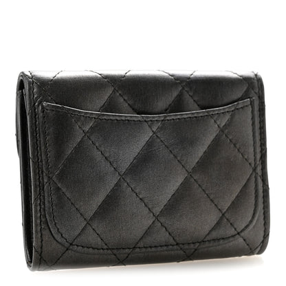 Chanel Metallic Calfskin Quilted Reissue Card Holder Wallet Charcoal 3 of 10