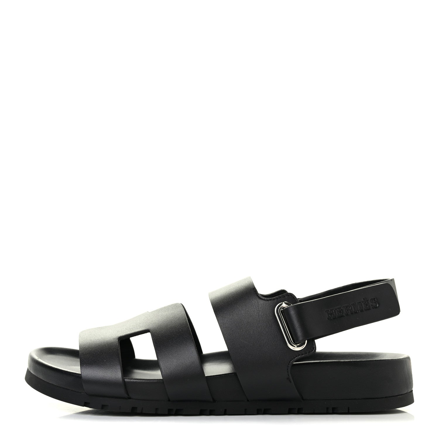 Hermes Calfskin Womens Takara Sandals 38.5 Black 1 of 8