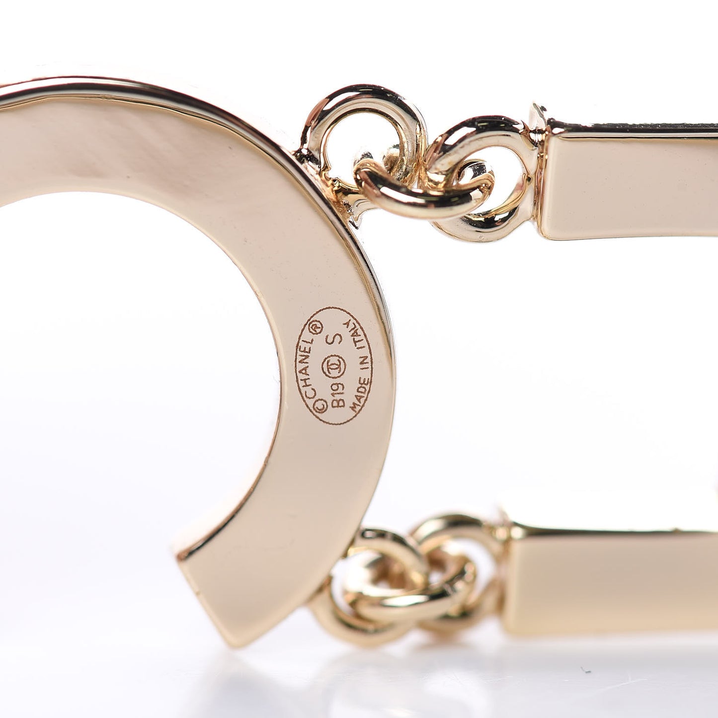 Metal Cha-Nel Logo Drop Earrings Gold
