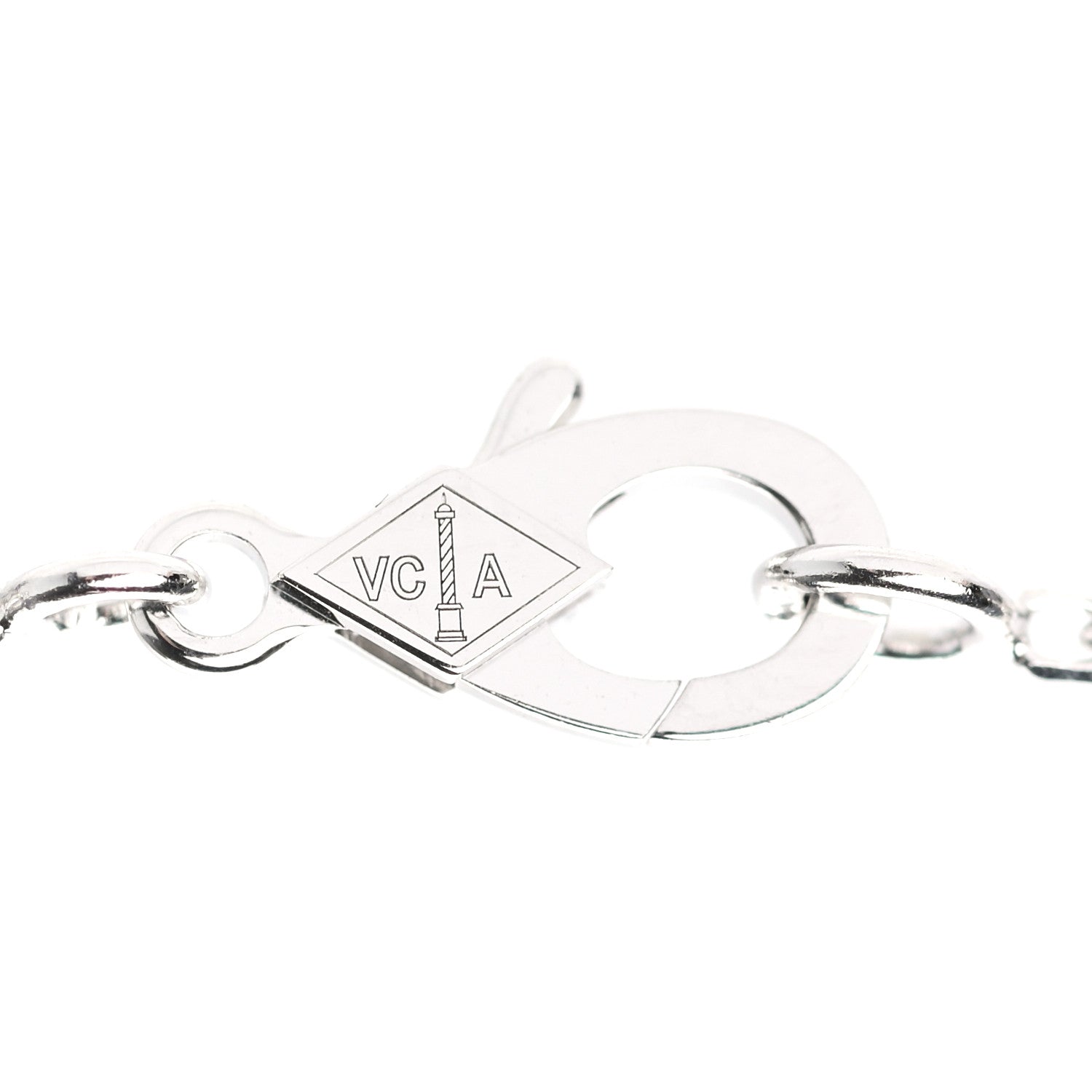 Van Cleef & Arpels 18K White Gold Chalcedony Vintage Alhambra Pendant Necklace 4 of 7