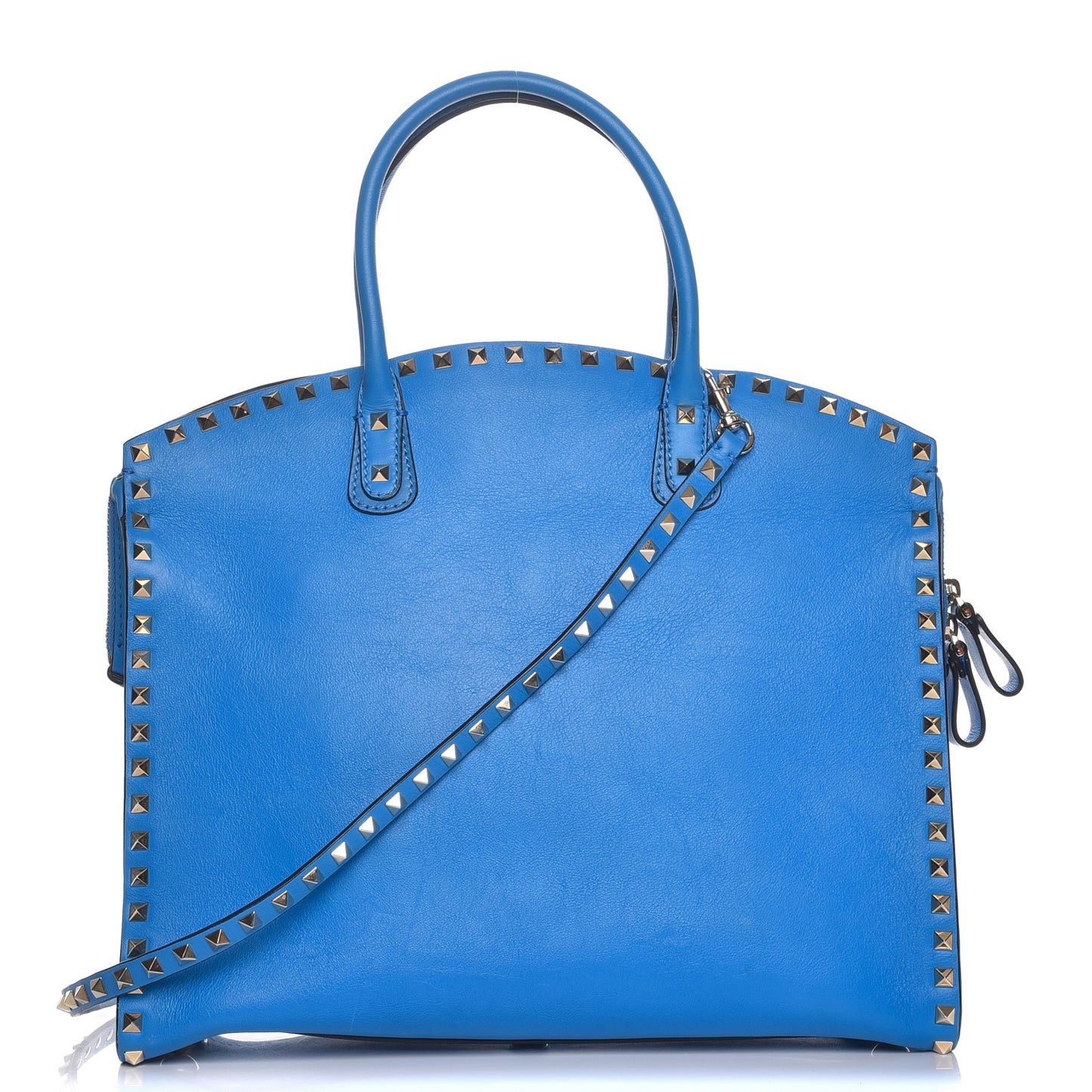 Vitello Rockstud Dome Shopper Blue Fluo