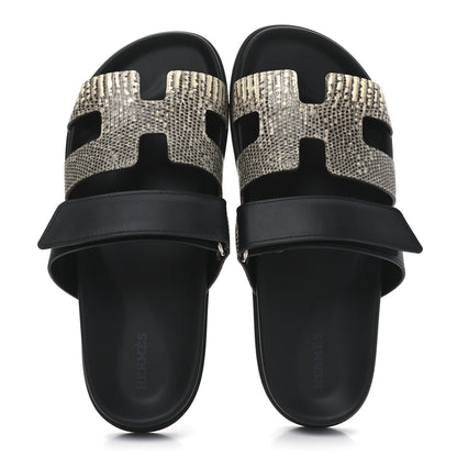Hermes Lizard Calfskin Womens Chypre Sandals 40 Ombre Black 2 of 8
