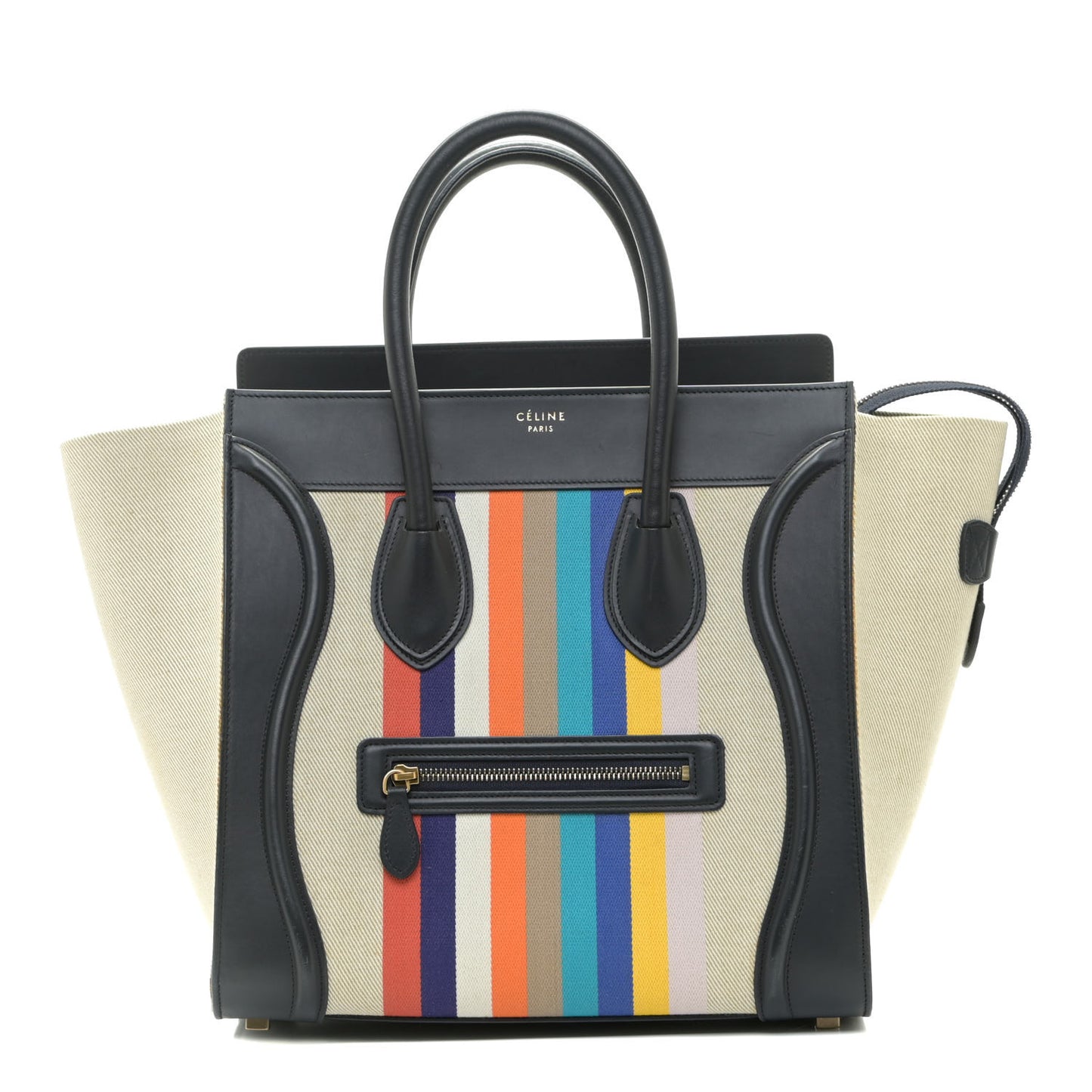 Smooth Calfskin Striped Canvas Mini Luggage Multicolor