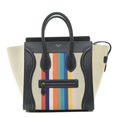 Celine Smooth Calfskin Striped Canvas Mini Luggage Multicolor 1 of 10