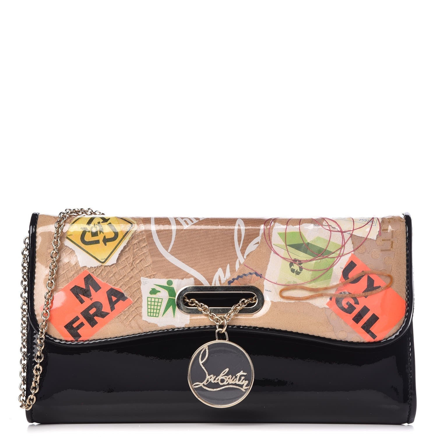 Christian Louboutin Patent Trash Riviera Clutch Black 1 of 12