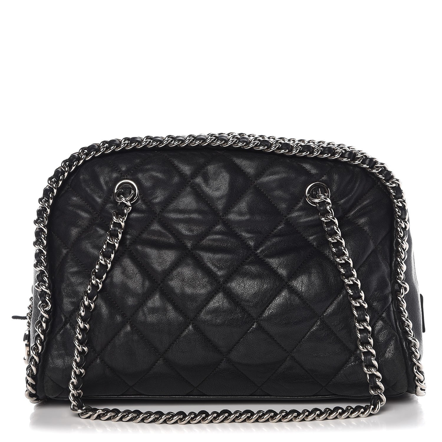 Chanel Washed Lambskin Quilted Chain Around Bowler Black 1 of 12