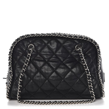 Chanel Washed Lambskin Quilted Chain Around Bowler Black 1 of 12