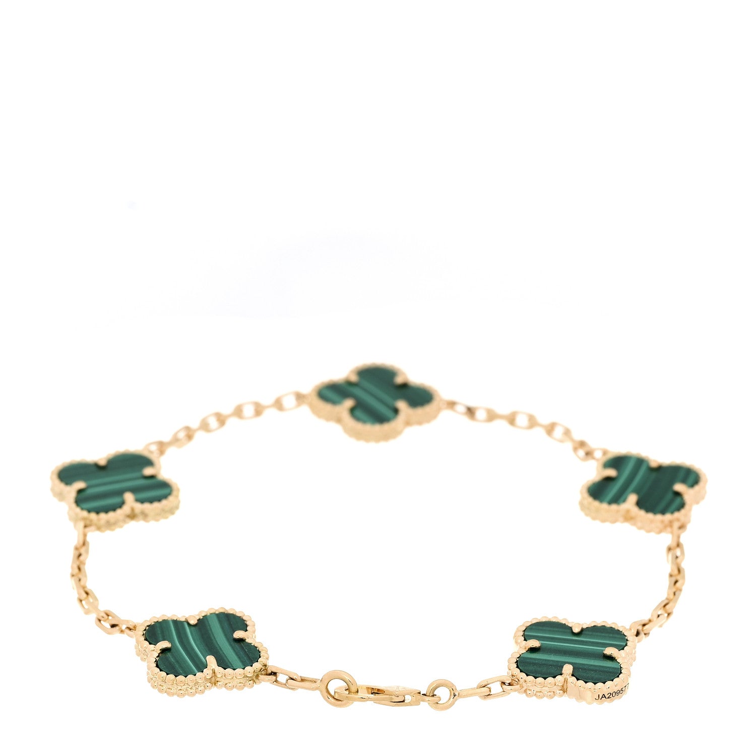 Van Cleef & Arpels 18K Yellow Gold Malachite 5 Motifs Vintage Alhambra Bracelet 3 of 7