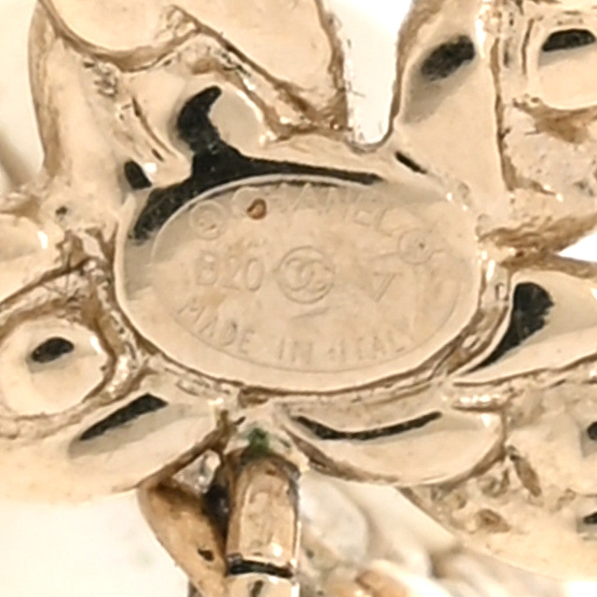 Chanel Crystal CC Pearl Drop Earrings Light Gold 4 of 8