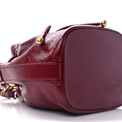 Chanel Shiny Aged Calfskin CC Chain Mini Drawstring Bag Red 8 of 9