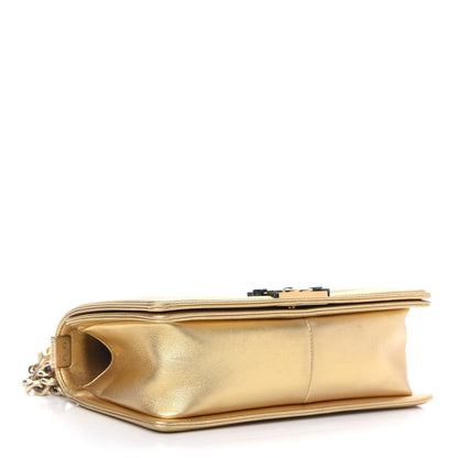 Chanel Metallic Lambskin Embossed Medium Cube Boy Flap Gold 4 of 9