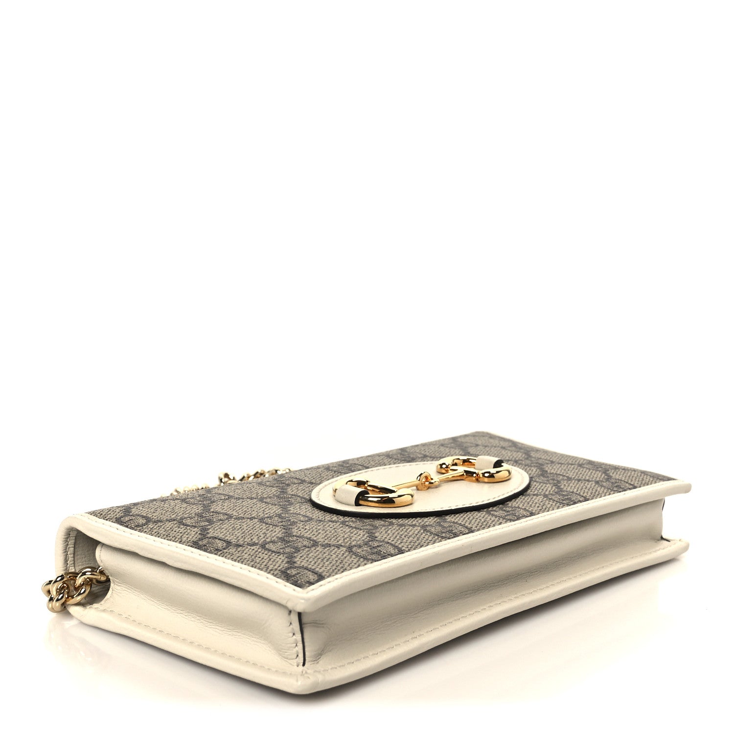 Gucci GG Supreme Monogram Azalea Calfskin Horsebit 1955 Wallet On Chain Beige Ebony Mystic White 4 of 10