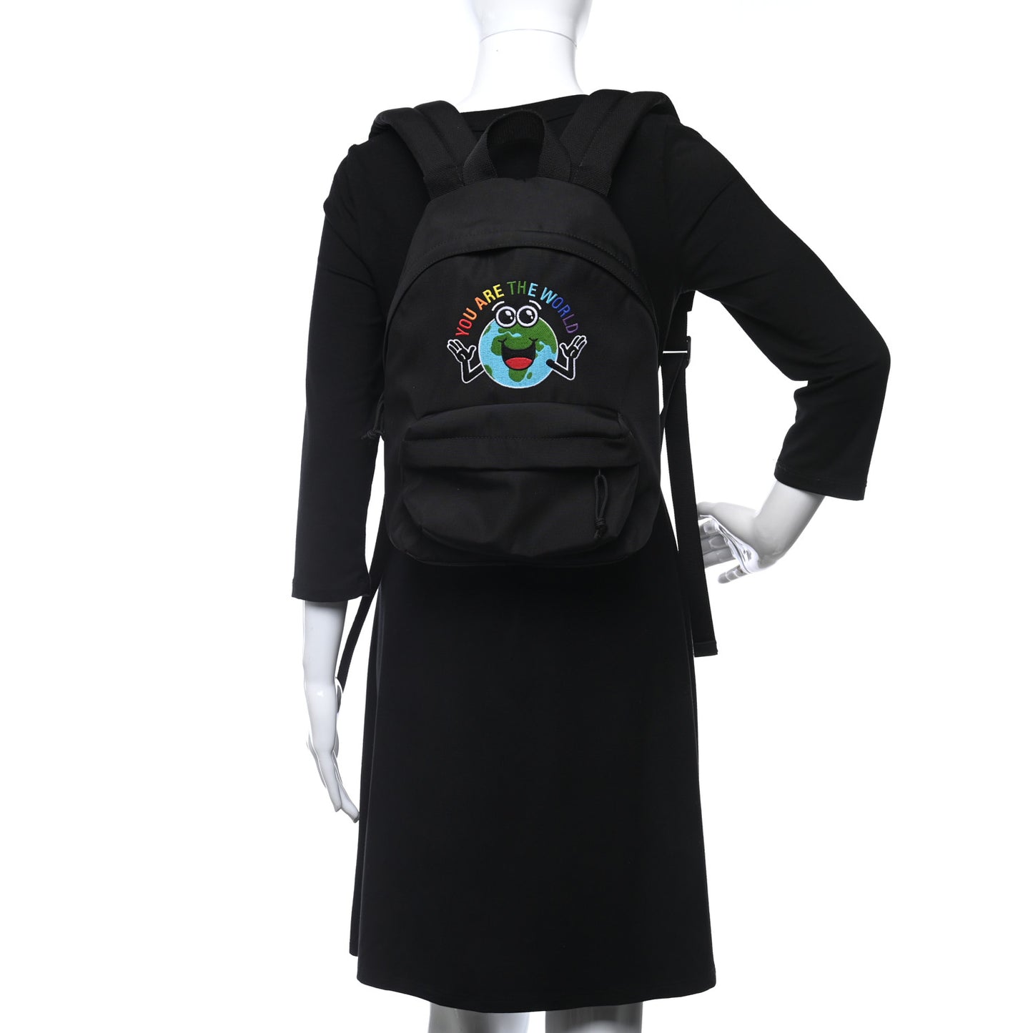 Nylon Embroidered You Are The World Explorer Backpack S Black