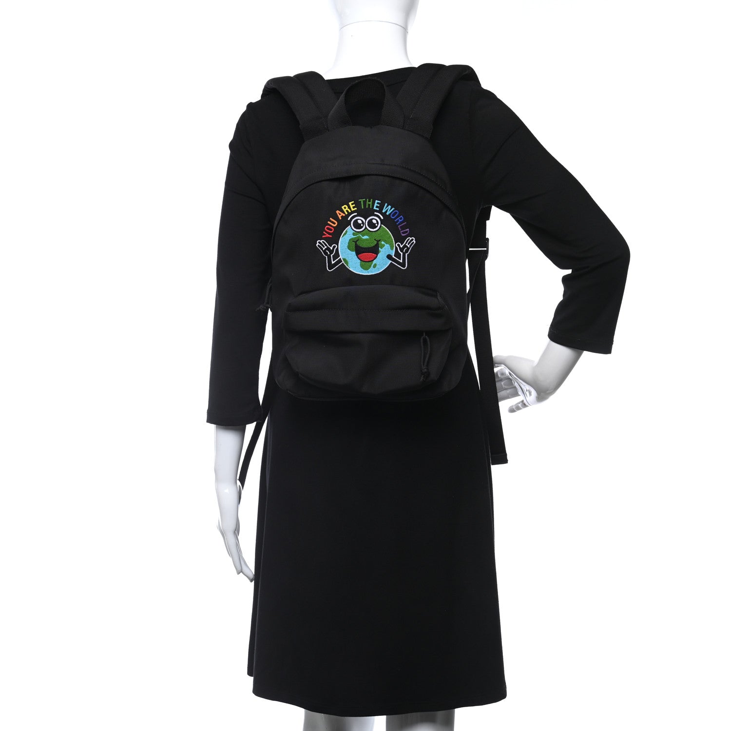 Balenciaga Nylon Embroidered You Are The World Explorer Backpack S Black 2 of 9