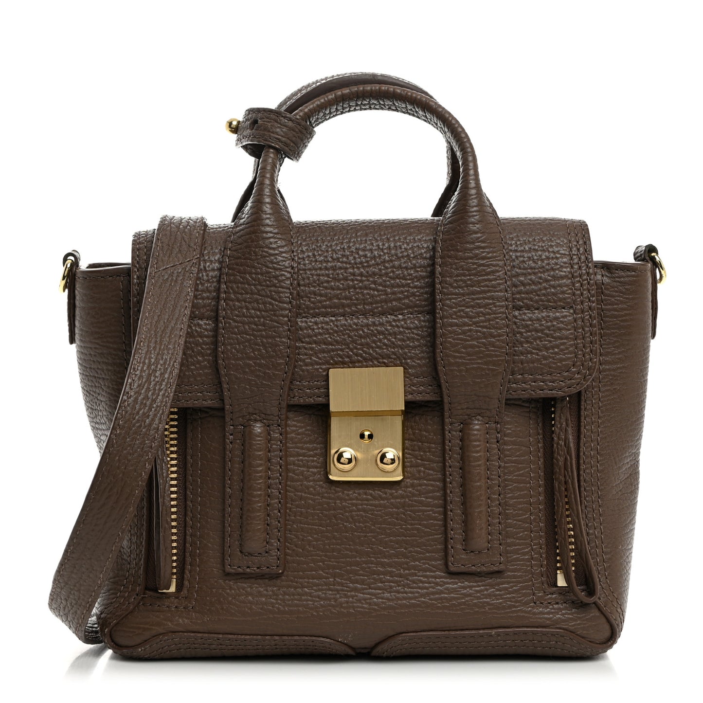 Textured Calfskin Mini Pashli Satchel Taupe