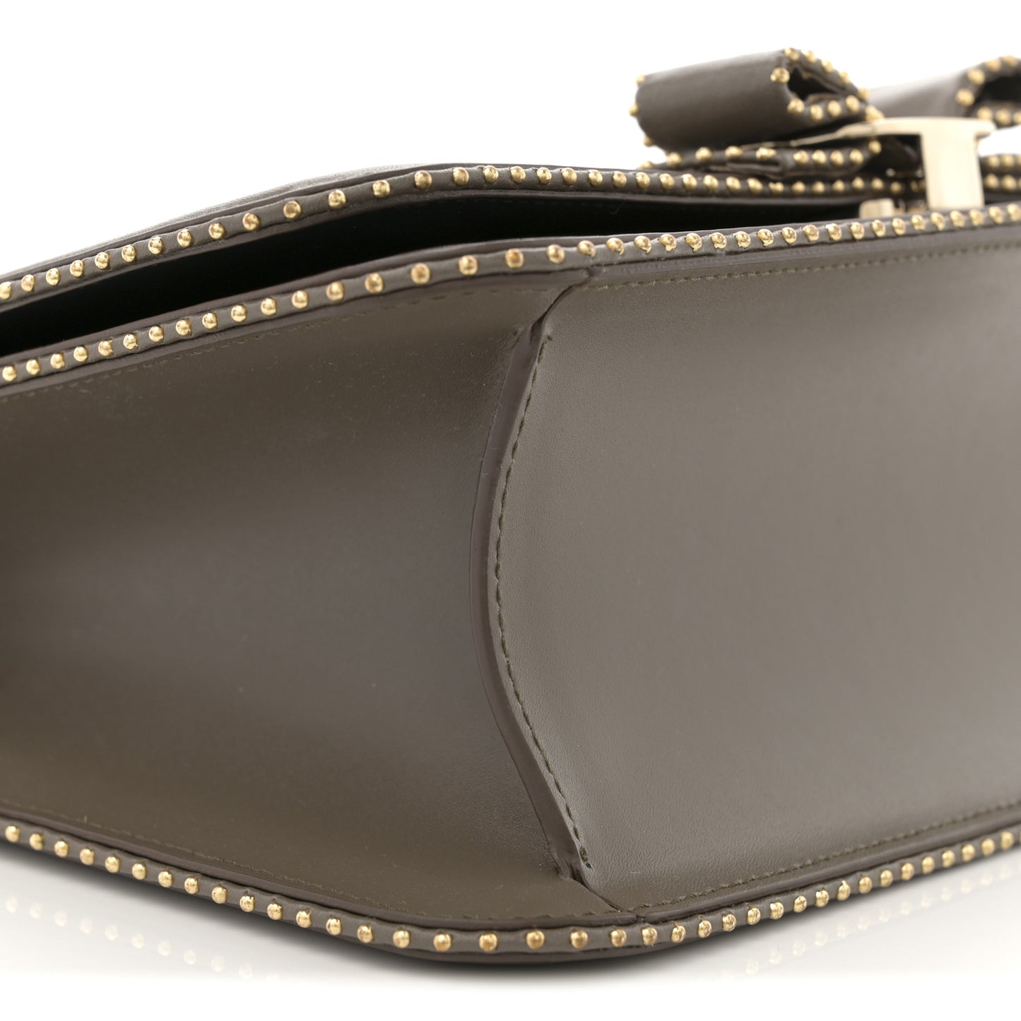 Calfskin Studded Vara Bow Bag Taupe