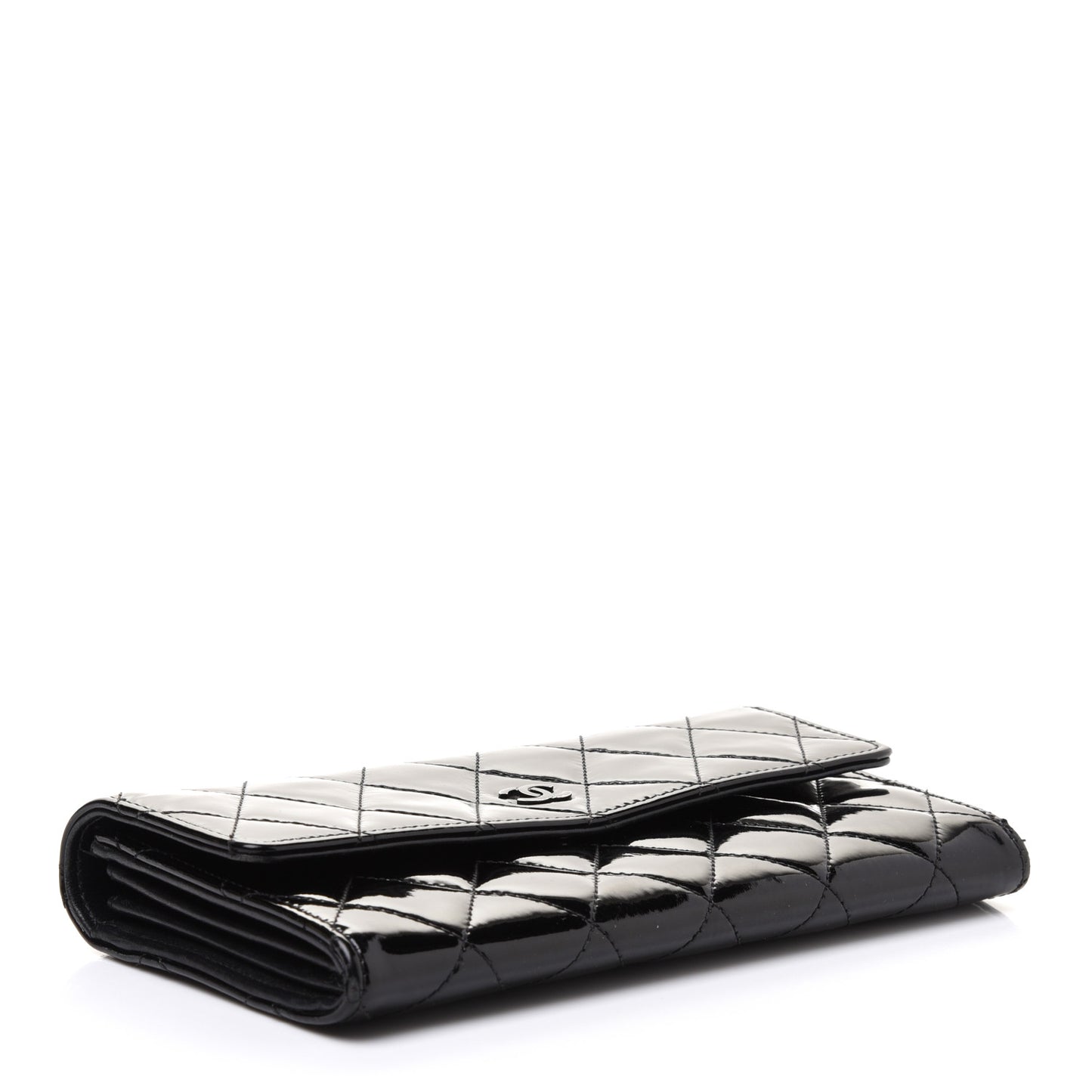 Patent CC Large Gusset Flap Wallet Black