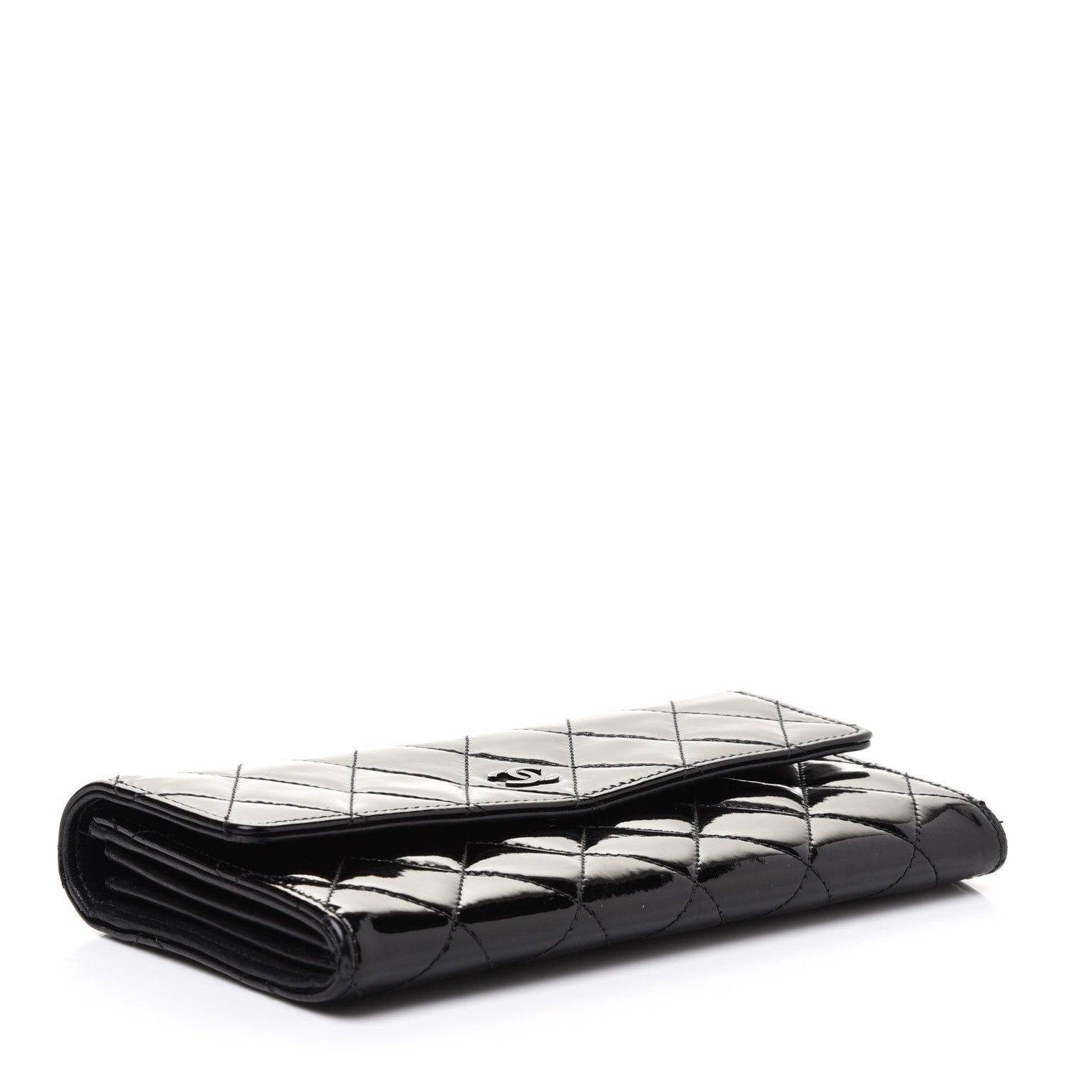 Chanel Patent CC Large Gusset Flap Wallet Black 4 of 15