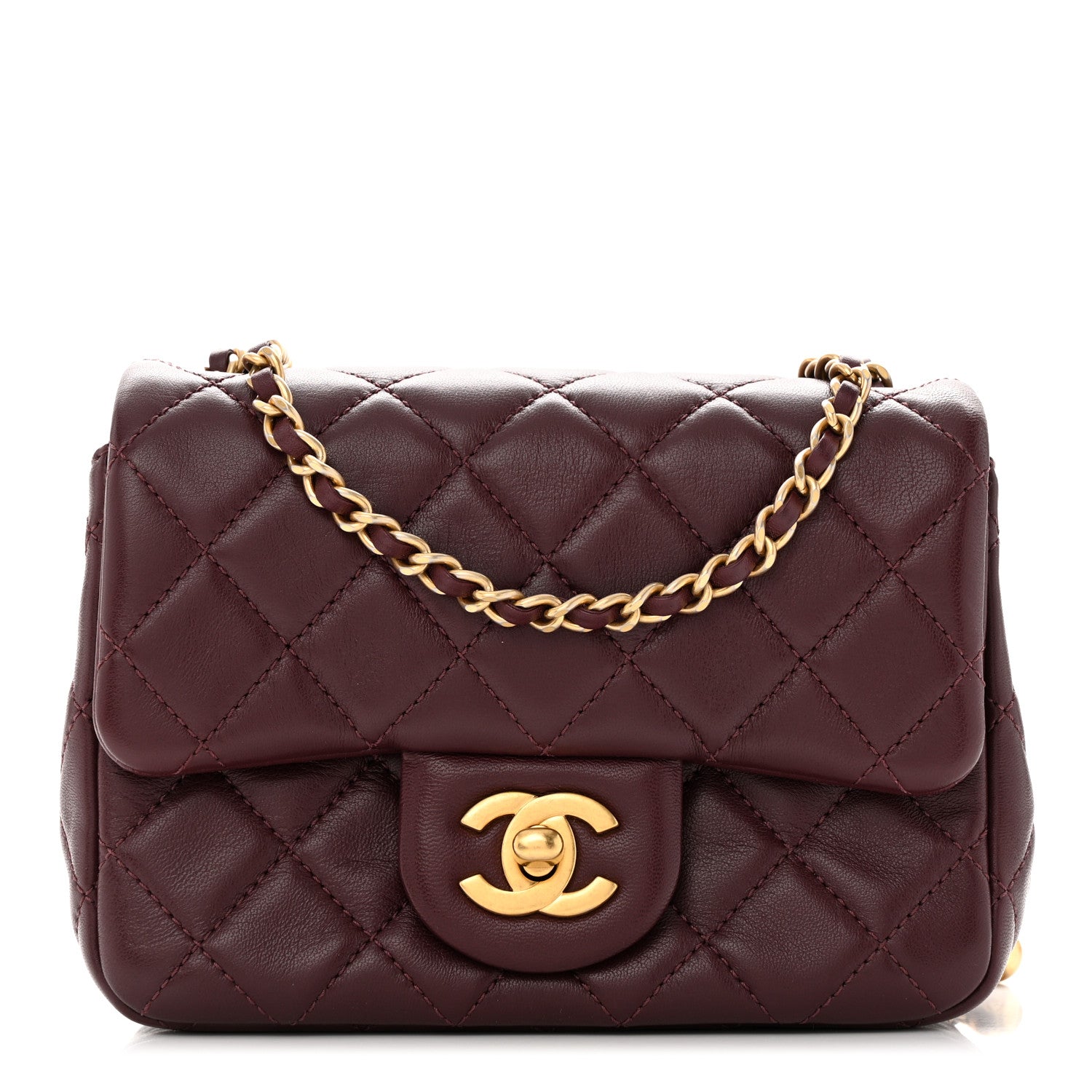 Chanel Lambskin Quilted Mini Pearl Crush Flap Burgundy 1 of 11