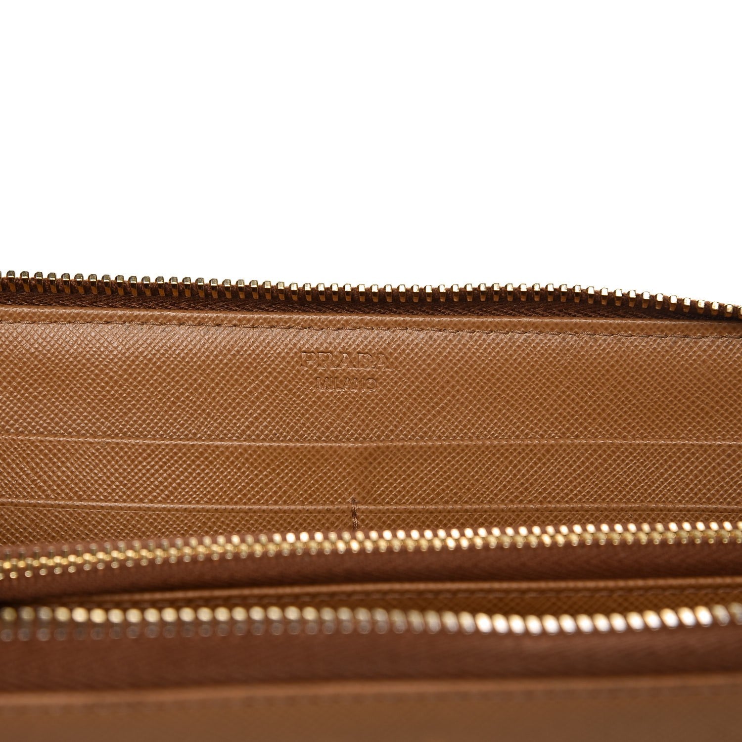 Prada Saffiano Zip Around Wallet Caramel 6 of 9