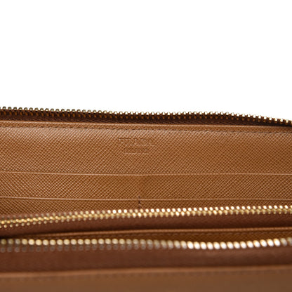 Prada Saffiano Zip Around Wallet Caramel 6 of 9