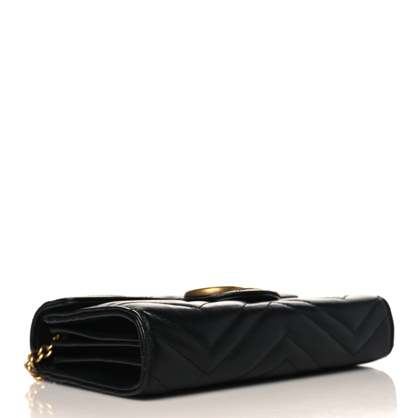 Calfskin Matelasse GG Marmont Chain Wallet Black