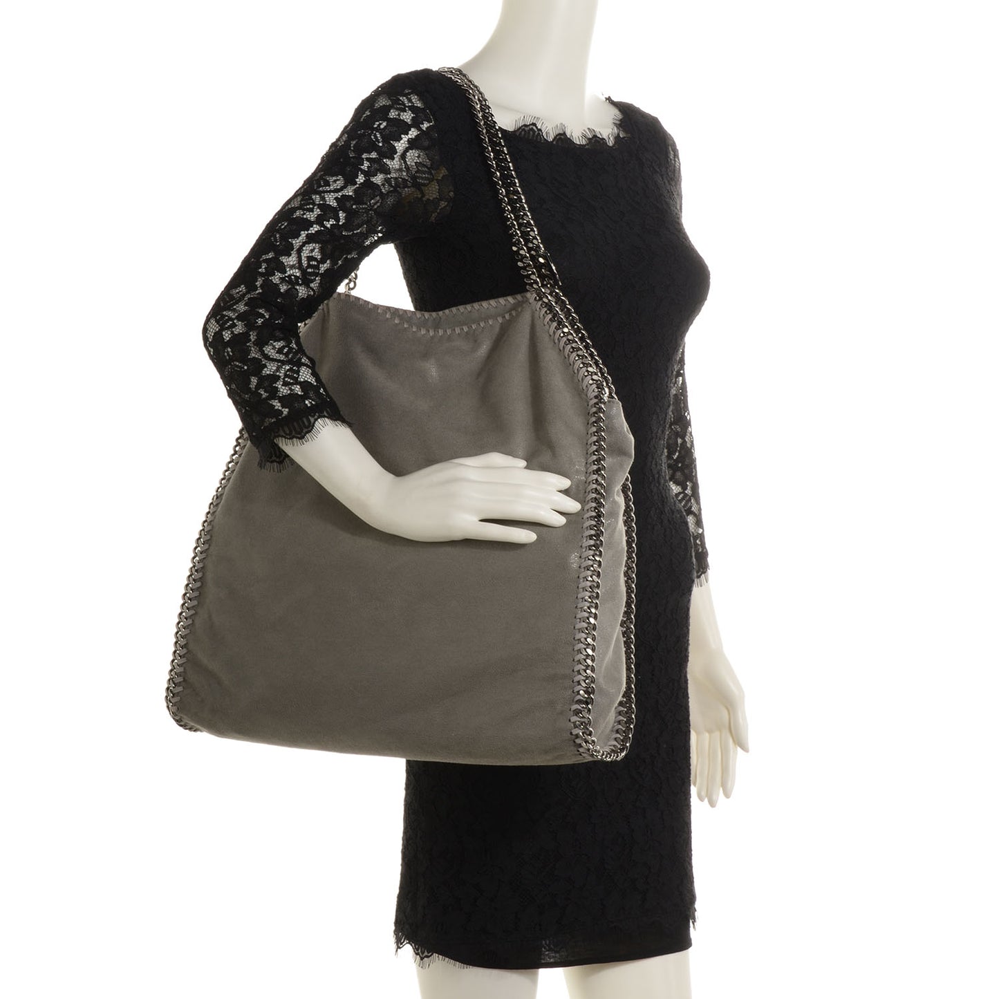 Faux Leather Shaggy Deer Falabella Big Tote Grey