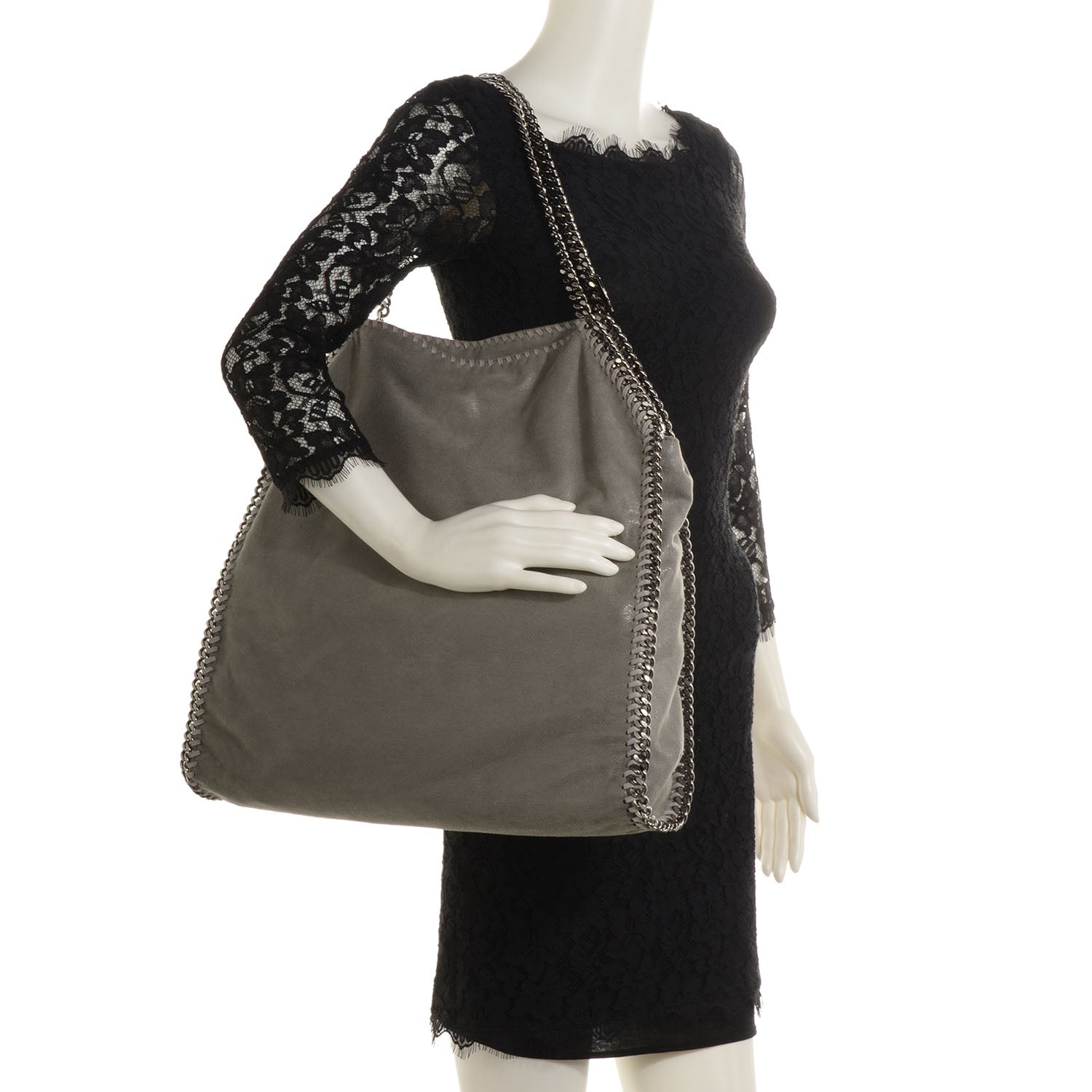 Stella McCartney Faux Leather Shaggy Deer Falabella Big Tote Grey 2 of 9
