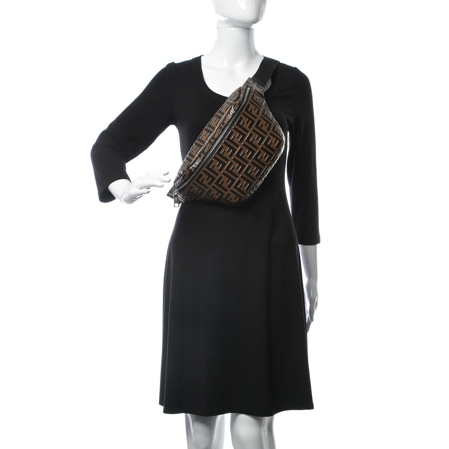 Vitello Century Bi-Color FF 1974 Embossed Belt Bag Maya Black