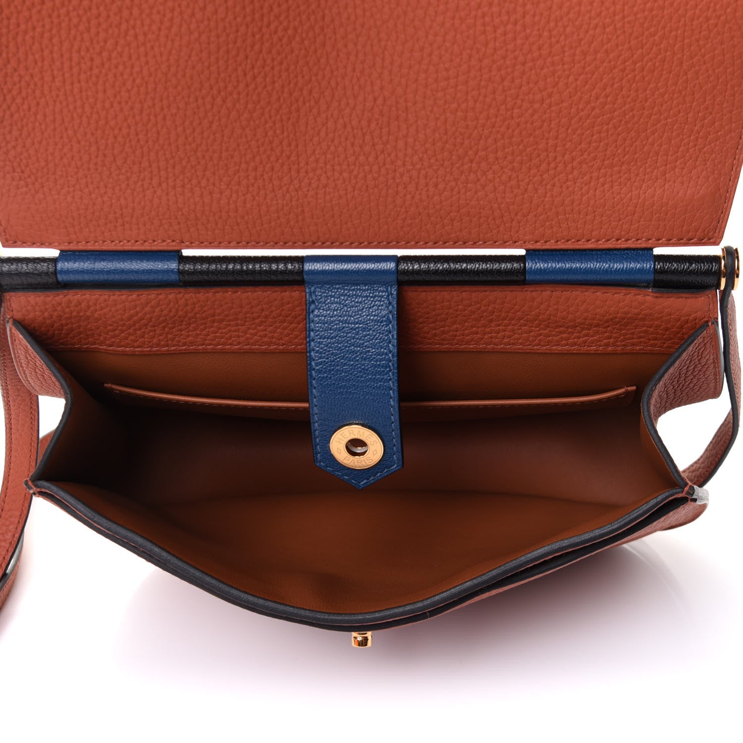 Hermes Taurillon Clemence Chevre Mysore Saut 25 Cuivre Deep Bleu 5 of 10