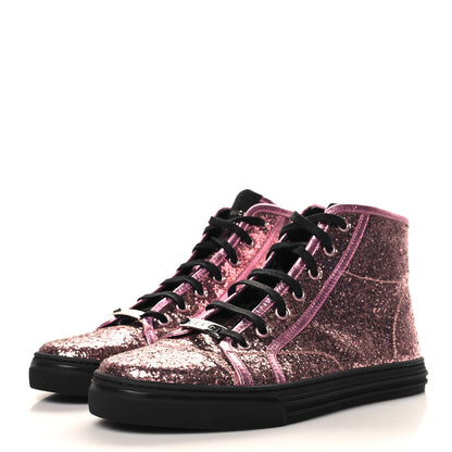 Gucci Glitter Galactica Nappa High Top Sneakers 38.5 Soft Pink Rosa 4 of 9