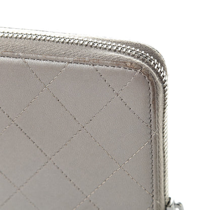 Chanel Calfskin Resin Stitched Zip Around Wallet Grey 17 of 17