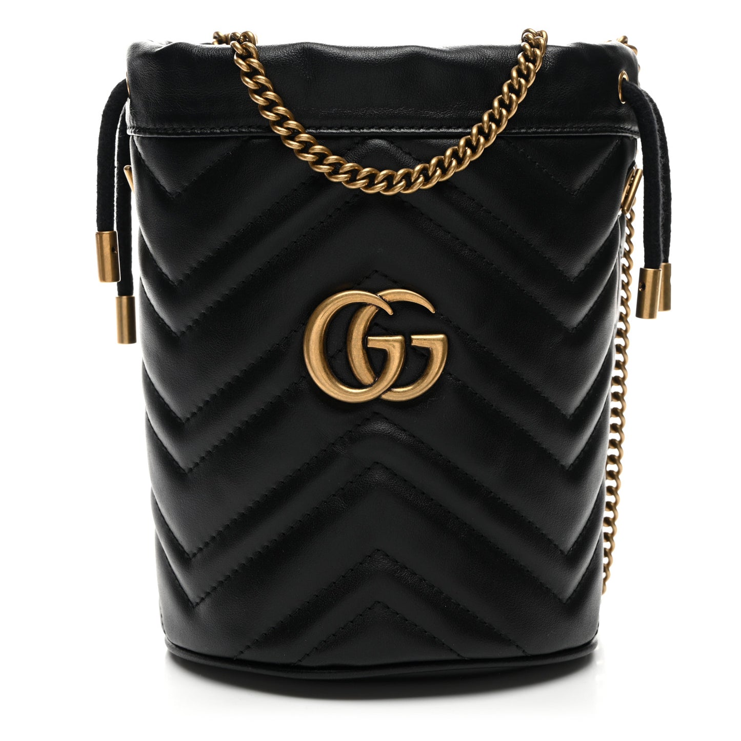 Calfskin Matelasse Mini GG Marmont 2.0 Bucket Bag Black