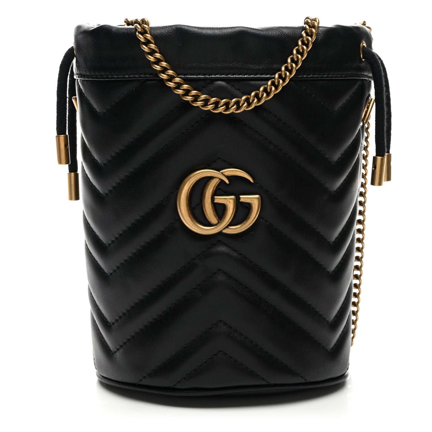 Gucci Calfskin Matelasse Mini GG Marmont 2.0 Bucket Bag Black 1 of 10