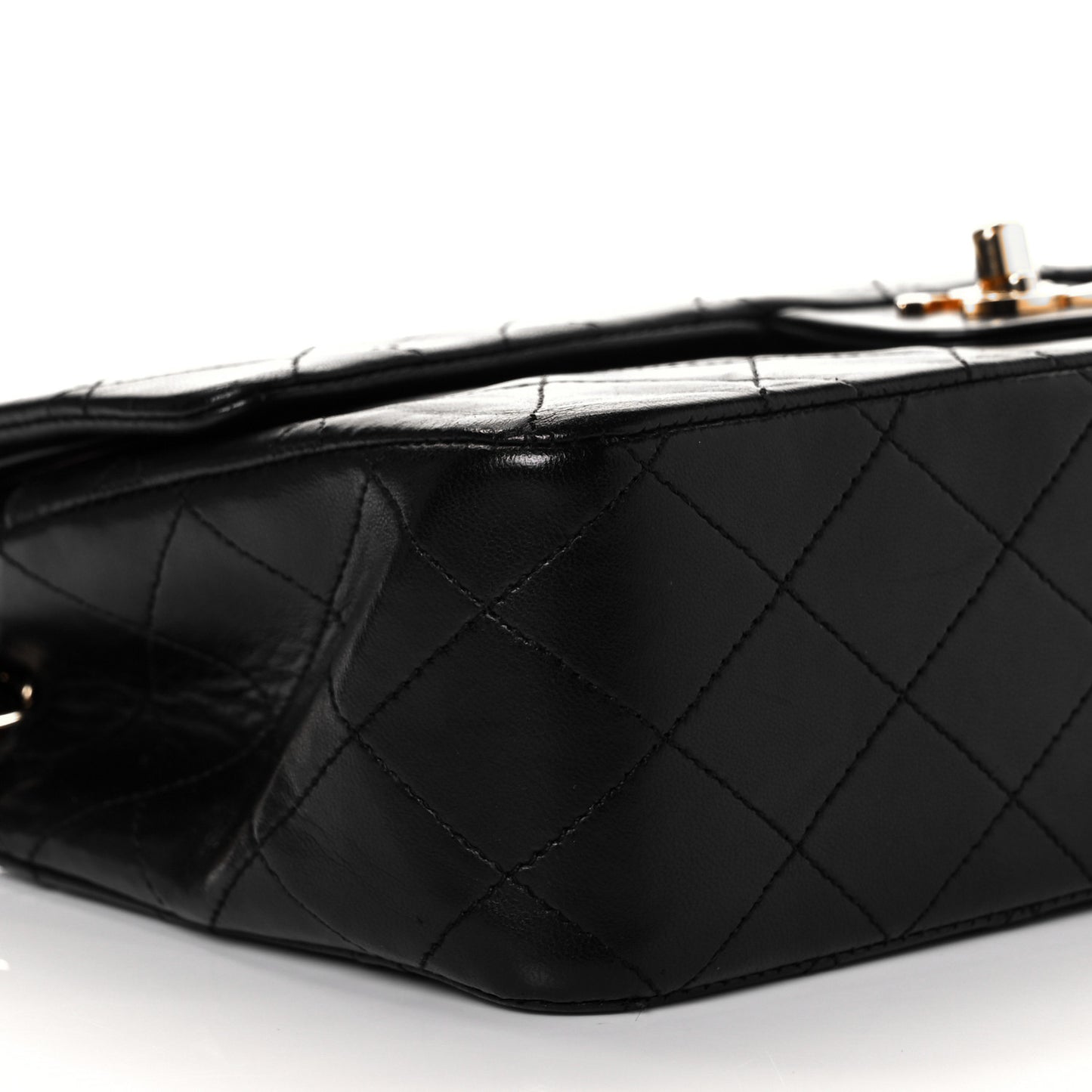 Lambskin Quilted Medium Double Flap Black