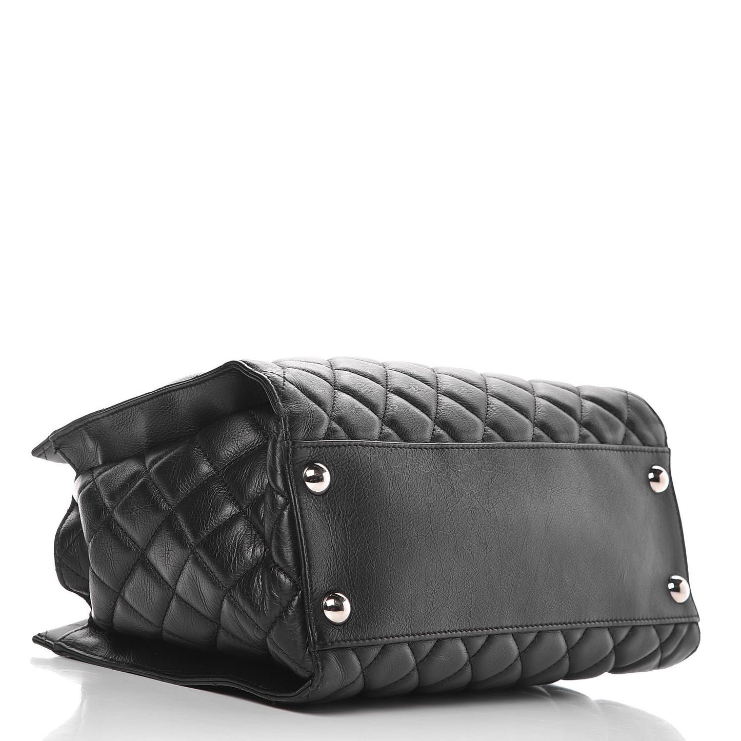 Calfskin Quilted Small Chic and Soft Shopping Tote Black
