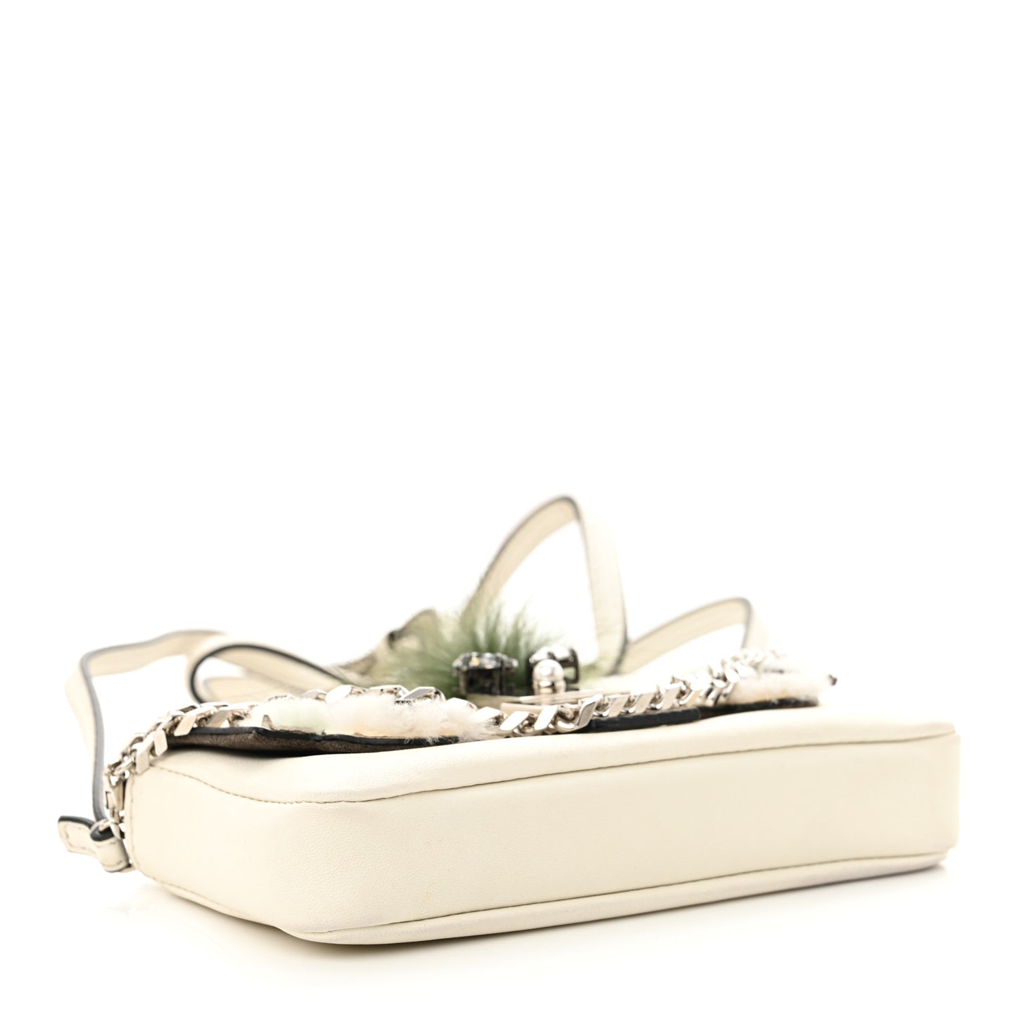 Nappa Rabbit Fox Fur Micro Buggie Baguette White Nirvana Black