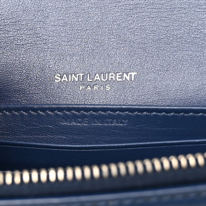 Saint Laurent Calfskin Crocodile Embossed Monogram Sunset Chain Wallet Denim 7 of 11