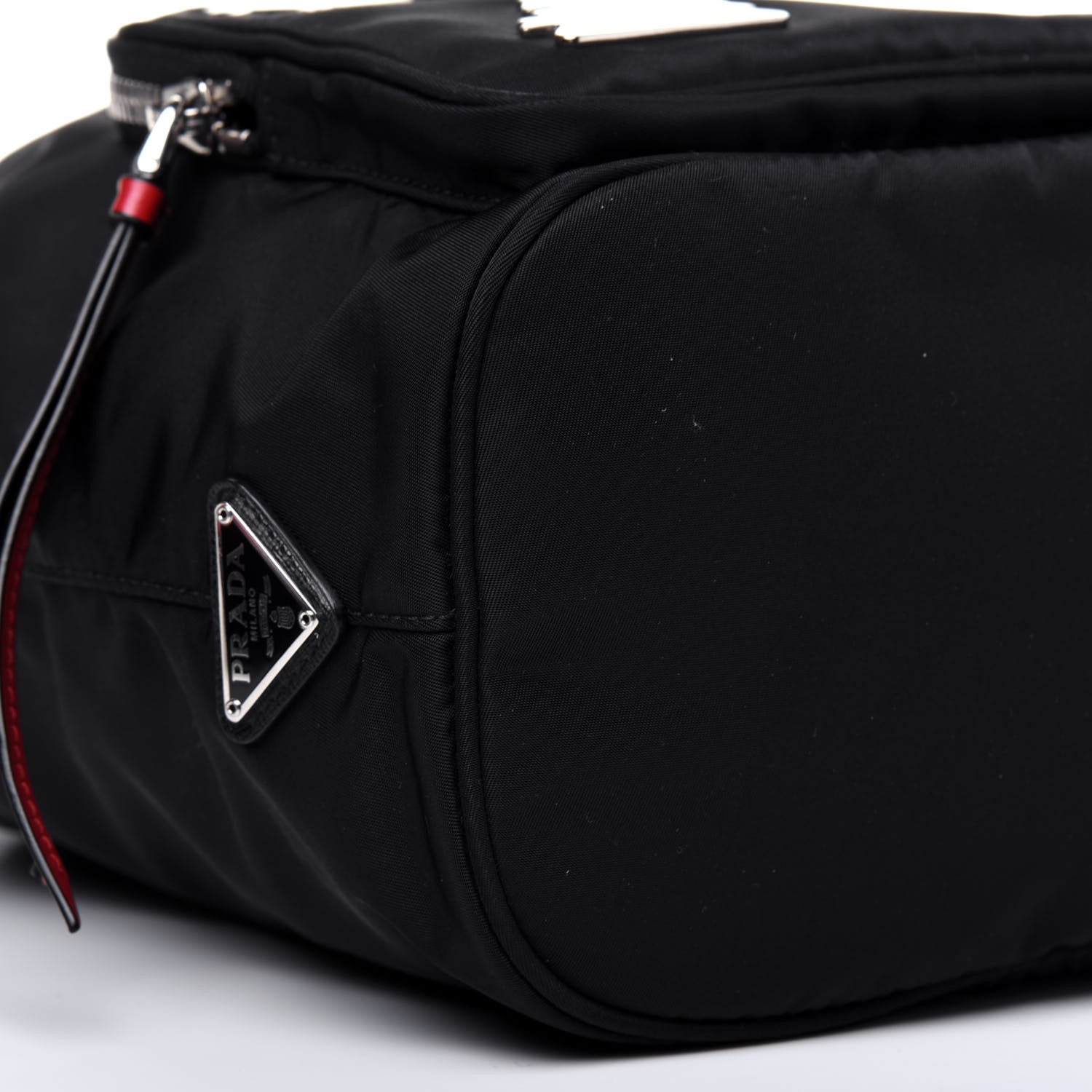 Prada Tessuto Nylon Saffiano Smalto Mini Bucket Crossbody Bag Black 9 of 12