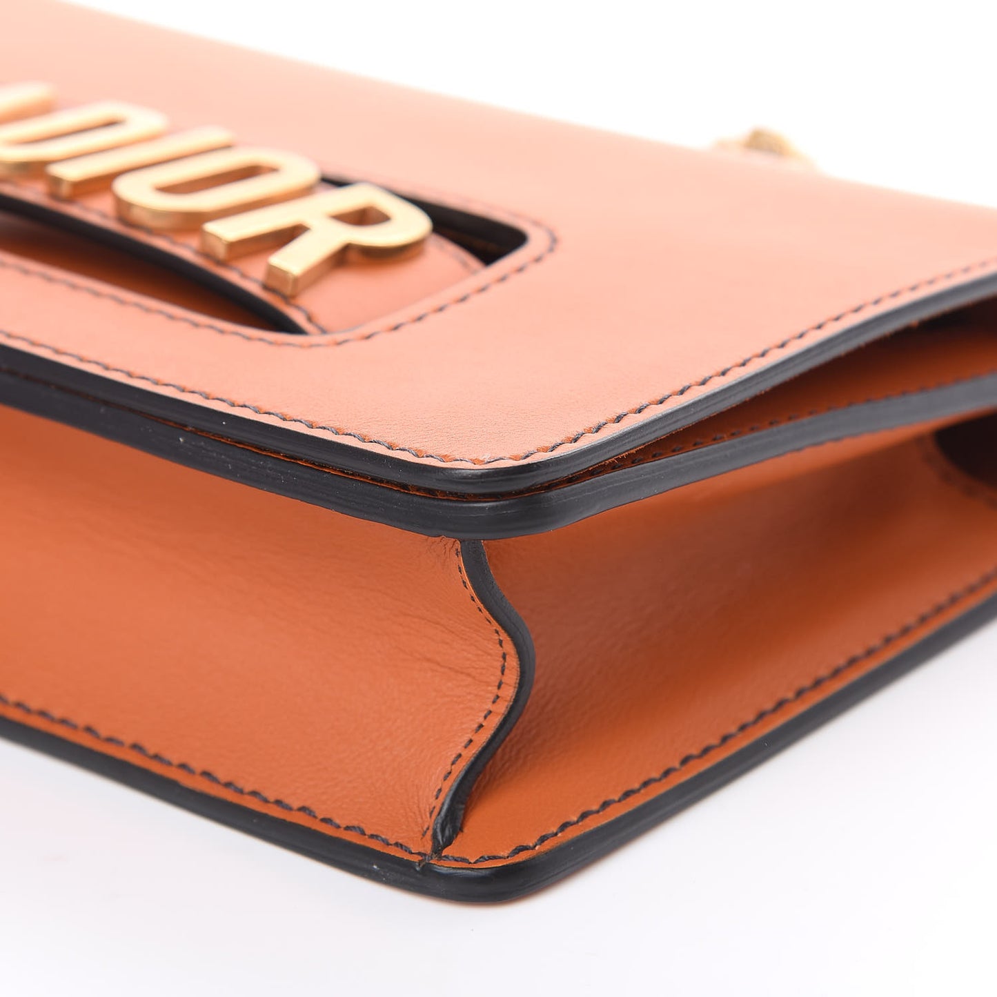 Calfskin J'Adior Chain Flap Bag Orange