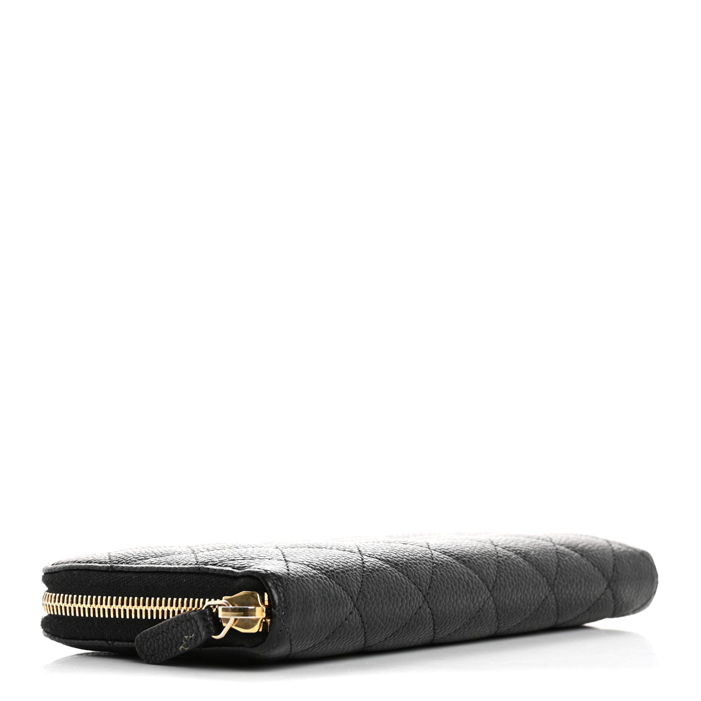 Caviar Quilted Large Gusset Zip Around Wallet Black
