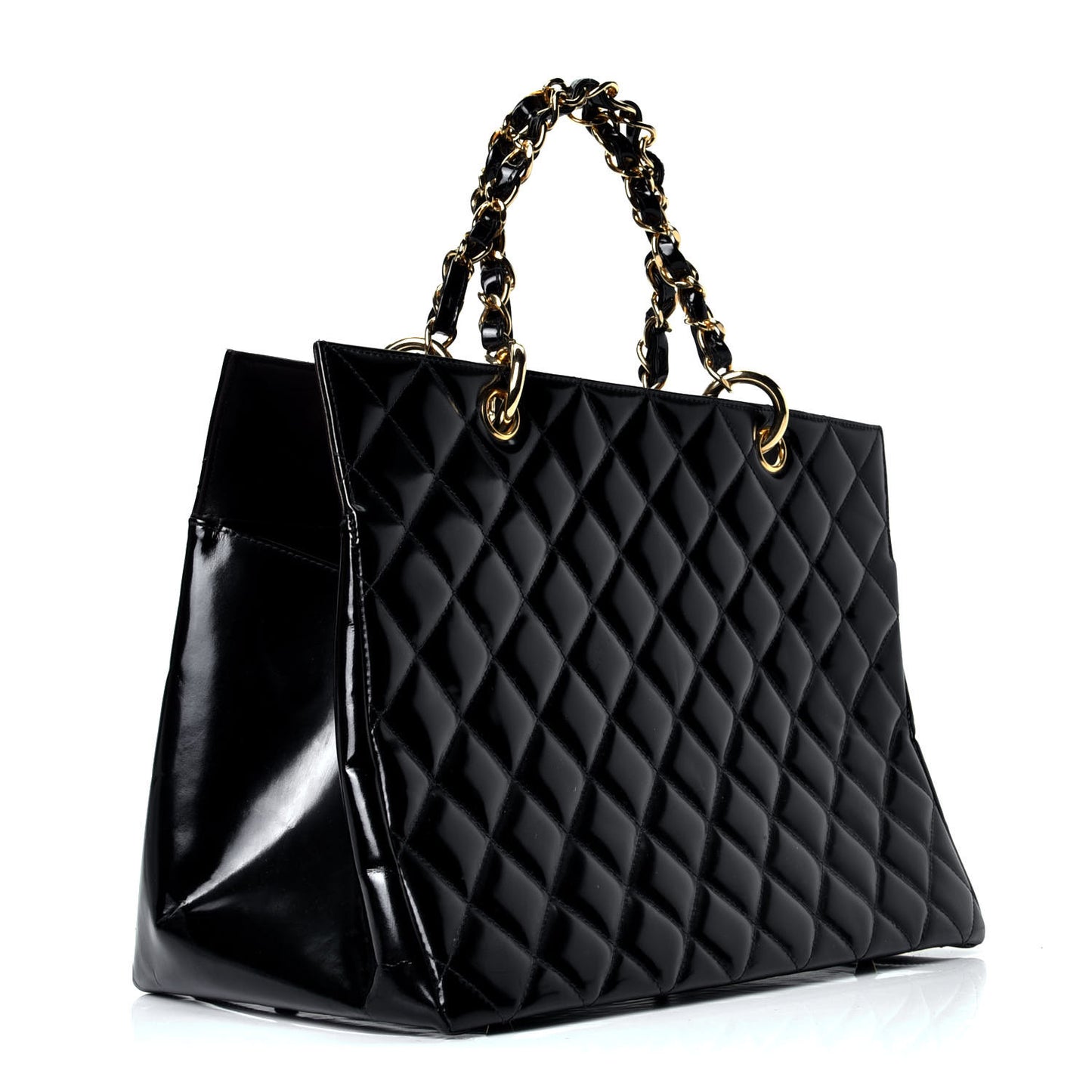 Patent Quilted Timeless CC Tote Black