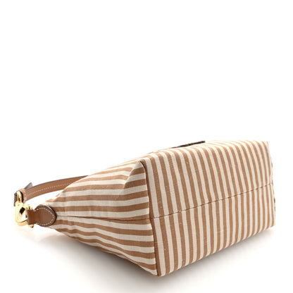 Miu Miu Cotton Linen Calfskin Striped Mini Spirit Cire Bag Tan Caramel 4 of 9