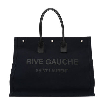 Saint Laurent Linen Calfskin Rive Gauche Tote Navy 1 of 9