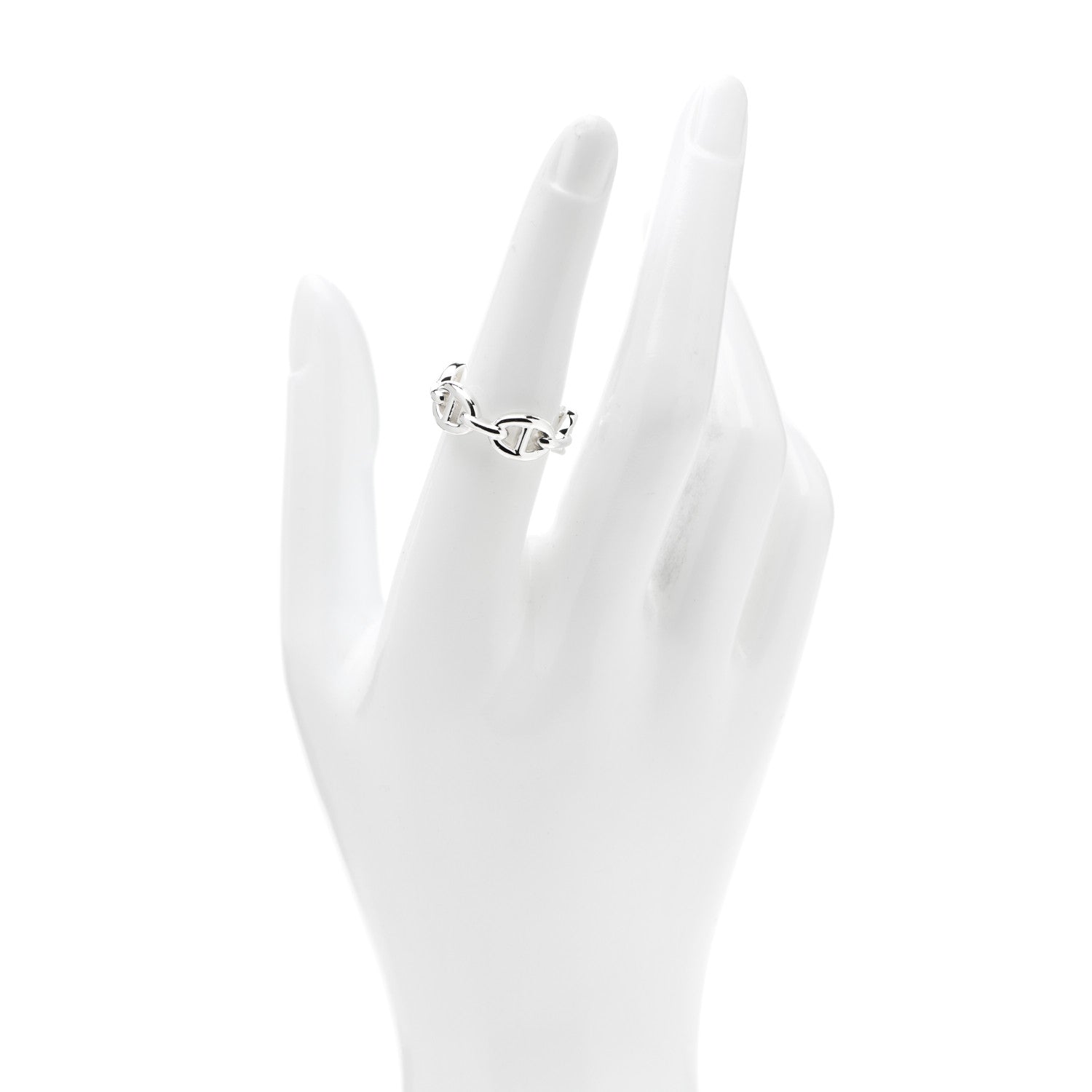 Hermes Sterling Silver PM Chaine d'Ancre Enchainee Band Ring 54 6.75 2 of 7